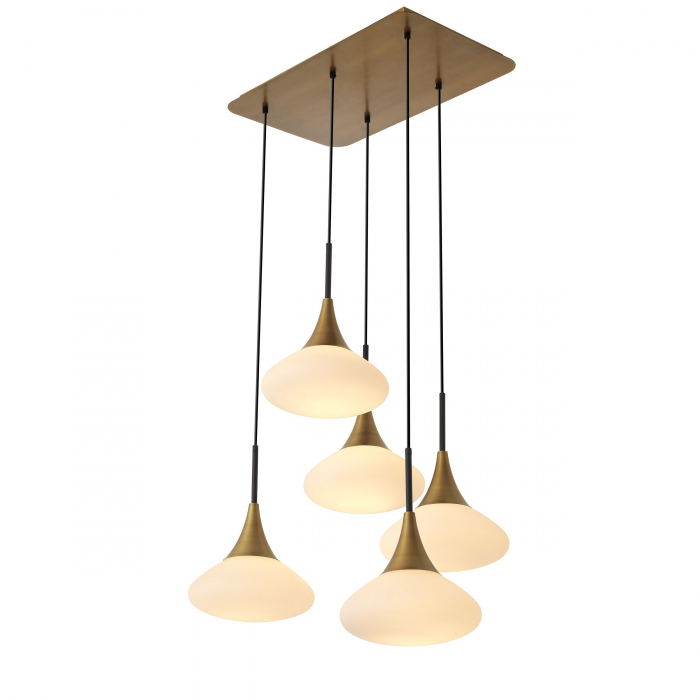 Lustra de lux aurie Duco L cu 5 pendule sticla alba | Eichholtz - 115855 [2]