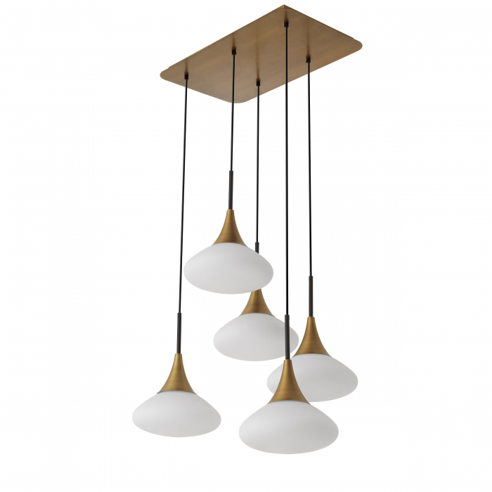Lustra de lux aurie Duco L cu 5 pendule sticla alba | Eichholtz - 115855 [3]