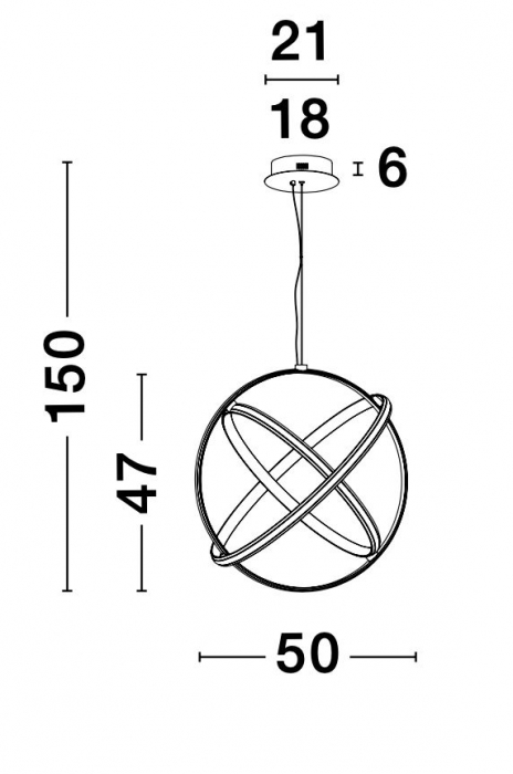 Lustra de lux dimabila glob cercuri LED Niraj Ø50/70 cm, negru purpuriu, 9365012 - Novaluce [10]
