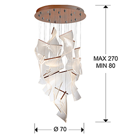 Lustra de lux LED Blaise Ø70 cm rose auriu cu pendule transparente, 608428 - Schuller [5]