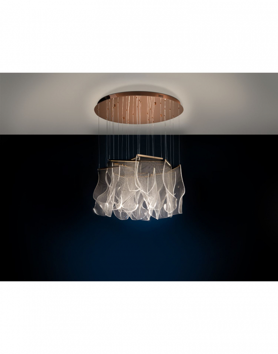 Lustra de lux LED Blaise Ø70 cm rose auriu cu pendule transparente, 608428 - Schuller [2]