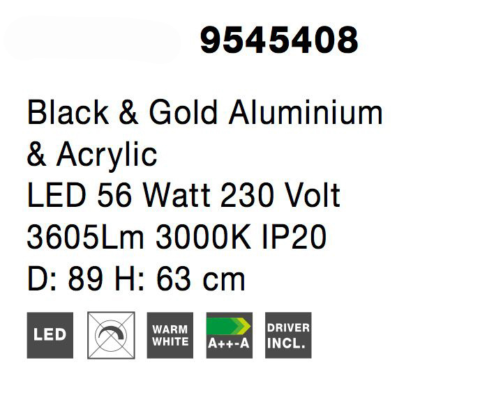 Lustra de lux moderna Tekla auriu cu negru, iluminare LED 56W, 9545408 - Novaluce [6]
