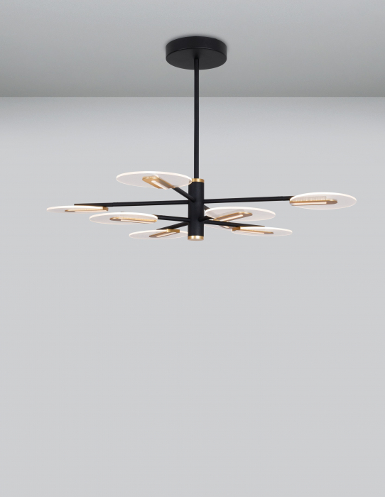 Lustra de lux moderna Tekla auriu cu negru, iluminare LED 56W, 9545408 - Novaluce [2]