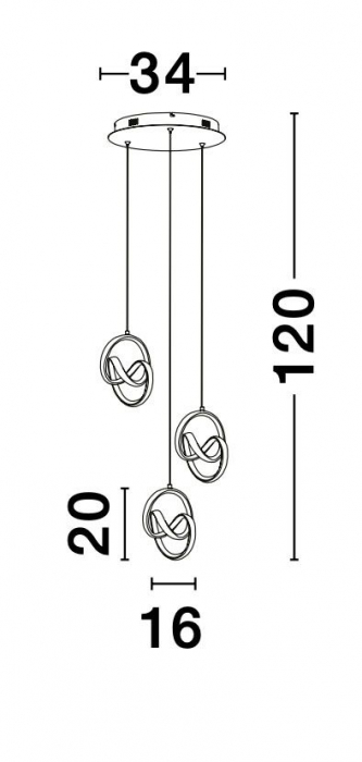 Lustra de lux neagra cu 3 pendule rasucite LED suspendate Damja, lumina dimabila, 9104331 - Novaluce [6]