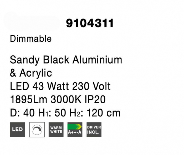 Lustra de lux neagra cu pendul rasucit LED suspendat Damja Ø40 cm, lumina dimabila, 9104311 - Novaluce [8]