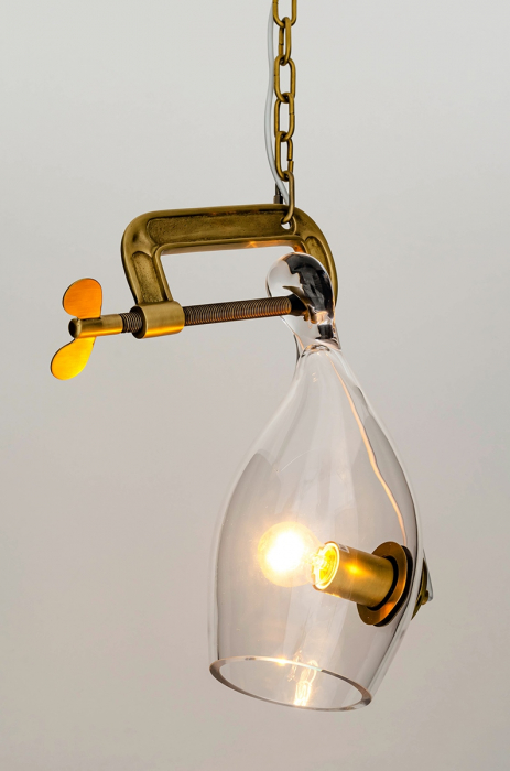Lustra design extravagant Guto 20x44 cm, metal auriu/sticla, MD10961-1S.BRASS - King [12]