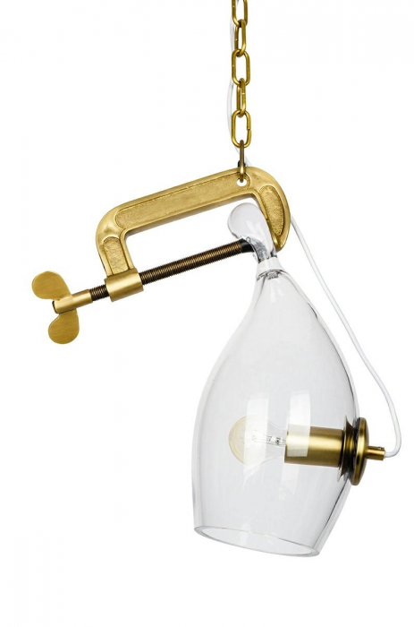 Lustra design extravagant Guto 20x44 cm, metal auriu/sticla, MD10961-1S.BRASS - King [2]