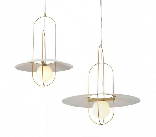 Lustra design Laylah 60x43 cm, metal auriu/abajur alb sticla, MD60190-1B-430 - King [5]