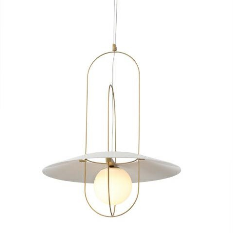 Lustra design Laylah 60x43 cm, metal auriu/abajur alb sticla, MD60190-1B-430 - King [2]