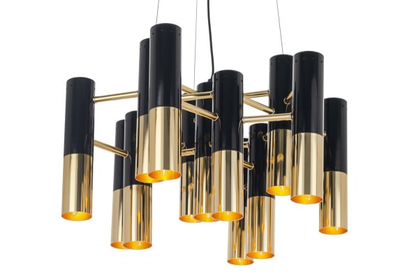 Lustra design lux Bara 60x60 cm, negru lucios/metal auriu, DW-d0035-13P - King [2]