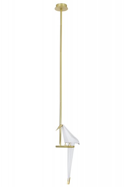 Lustra design minimalist Bird High in forma de pasare, suport auriu/abajur alb LED, MD8113-1 - King [2]