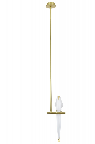 Lustra design minimalist Bird High in forma de pasare, suport auriu/abajur alb LED, MD8113-1 - King [4]