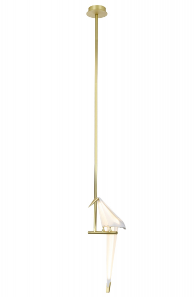 Lustra design minimalist Bird High in forma de pasare, suport auriu/abajur alb LED, MD8113-1 - King [3]