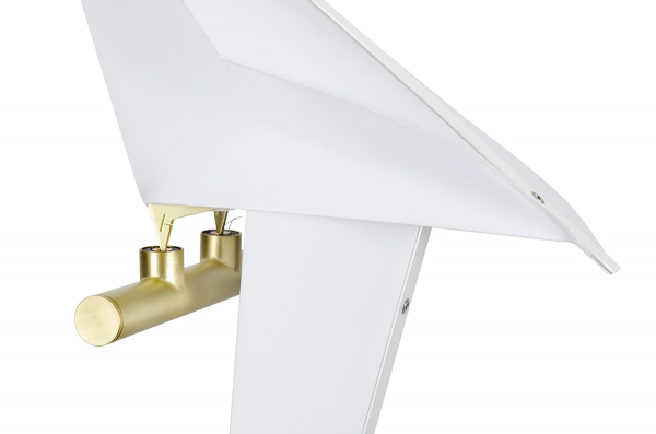 Lustra design minimalist Bird High in forma de pasare, suport auriu/abajur alb LED, MD8113-1 - King [6]
