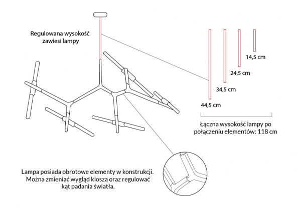 Lustra design minimalist Tree, 10 becuri, neagra/aurie, XCP8053-10 - King [7]
