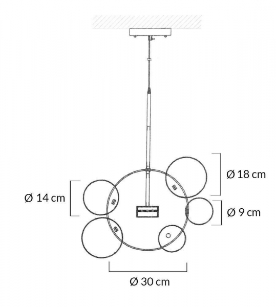 Lustra aurie/argintie cu globuri sticla Bubble Premium 6, iluminare LED, design lux, XCP9148-1B - King [15]