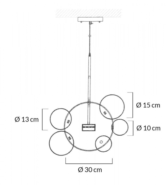 Lustra aurie/argintie cu globuri sticla Bubble Premium 6, iluminare LED, design lux, XCP9148-1B - King [7]