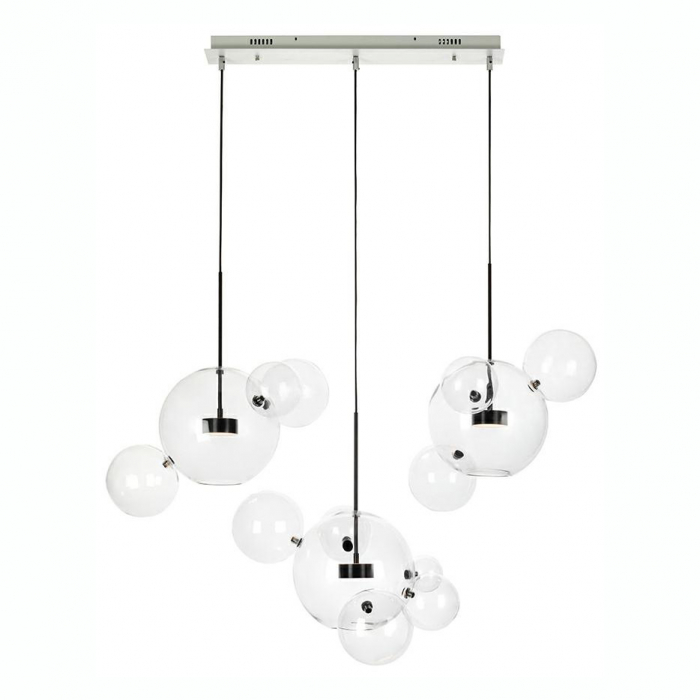 Lustra 3 brate globuri sticla Bubble Line 120 cm aurie/argintie/neagra, iluminare LED, design lux, XCP9148-3B - King [10]
