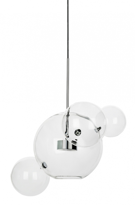 Lustra 3 brate globuri sticla Bubble Line 120 cm aurie/argintie/neagra, iluminare LED, design lux, XCP9148-3B - King [22]