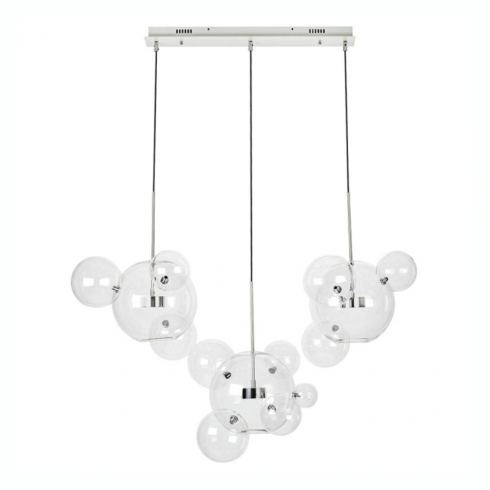 Lustra 3 brate globuri sticla Bubble Line 120 cm aurie/argintie/neagra, iluminare LED, design lux, XCP9148-3B - King [11]