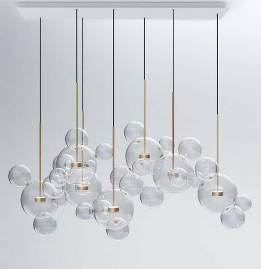 Lustra design modern extravagant Bubble Line aurie, 7 brate, iluminare LED, XCP9148-7B - King [2]