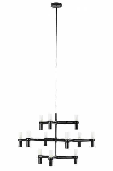 Lustra design modern Oskar, 12 becuri, crom/negru/auriu, XCP9120-12.BLACK - King [2]