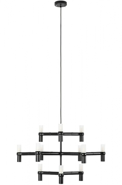 Lustra design modern Oskar, 12 becuri, crom/negru/auriu, XCP9120-12.BLACK - King [4]