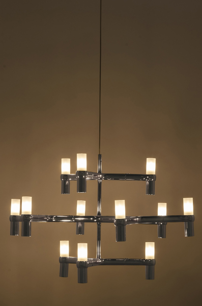 Lustra design modern Oskar, 12 becuri, crom/negru/auriu, XCP9120-12.BLACK - King [16]