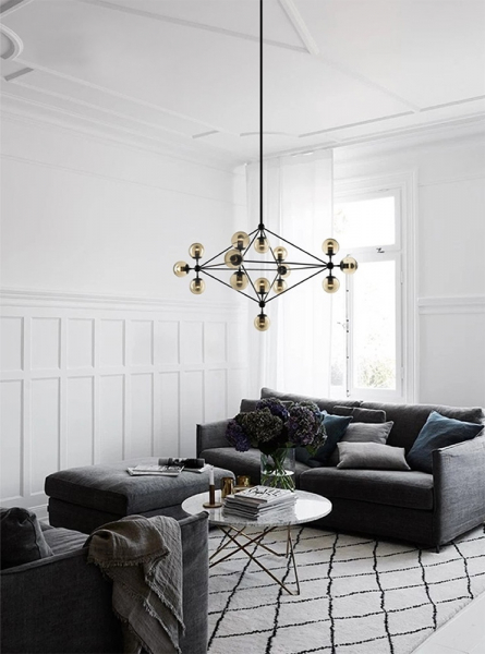 Lustra design modern Planet 142x173 cm, 15 becuri, neagra/aurie, MSE010100179 - King [6]