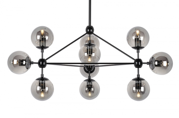 Lustra design modern Planet 98x170 cm, 10 becuri, neagra/aurie, MD10230G-10 - King [10]