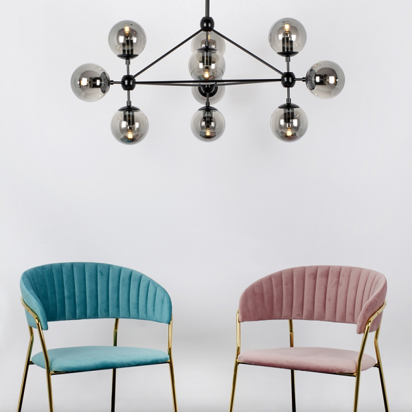 Lustra design modern Planet 98x170 cm, 10 becuri, neagra/aurie, MD10230G-10 - King [15]