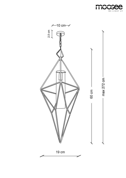 Lustra designer aurie metalica Pryderi, diverse dimensiuni, forma geometrica piramidala, MSE010100130 - King [10]