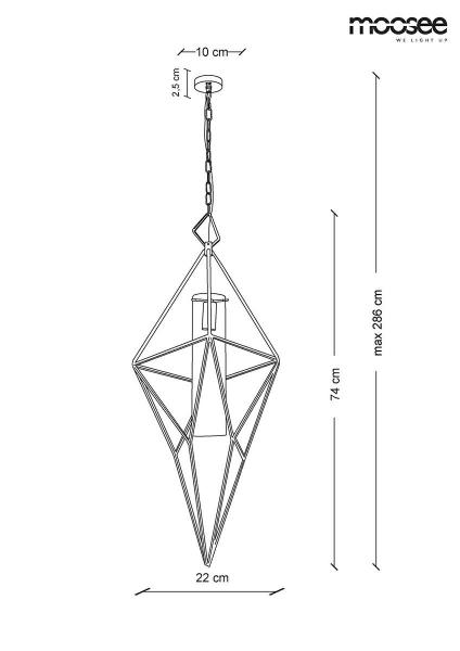 Lustra designer aurie metalica Pryderi, diverse dimensiuni, forma geometrica piramidala, MSE010100130 - King [9]