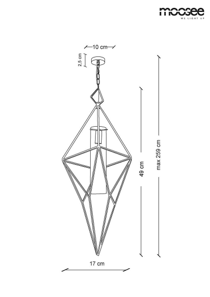 Lustra designer aurie metalica Pryderi, diverse dimensiuni, forma geometrica piramidala, MSE010100130 - King [8]