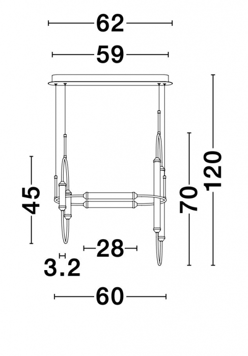 Lustra dimabila aurie retro Palesa 60 cm, metal si sticla, iluminare LED, 9862873 - Novaluce [7]