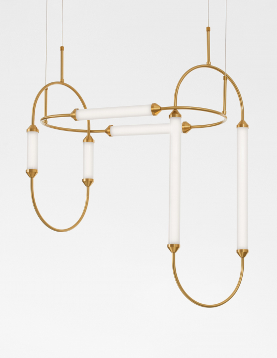 Lustra dimabila aurie retro Palesa 60 cm, metal si sticla, iluminare LED, 9862873 - Novaluce [3]