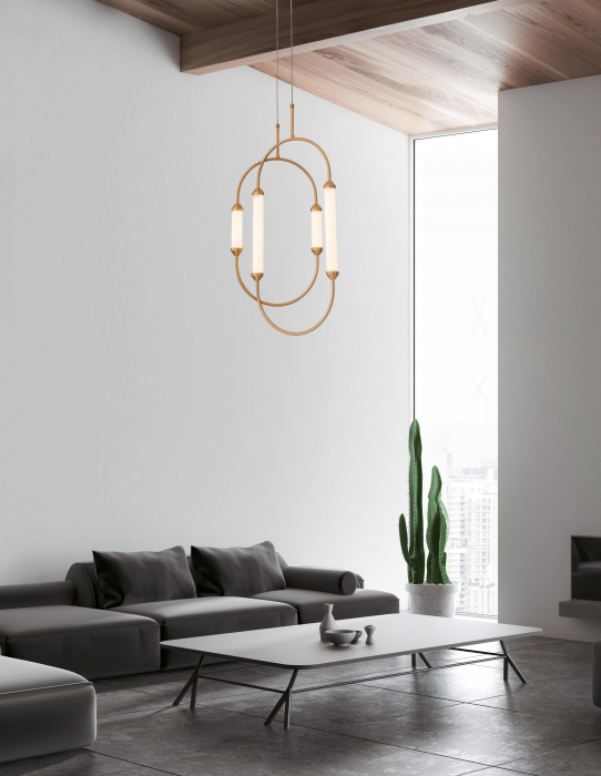 Lustra dimabila aurie retro Palesa Oval 30x70 cm, metal si sticla, iluminare LED, 9862872 - Novaluce [3]