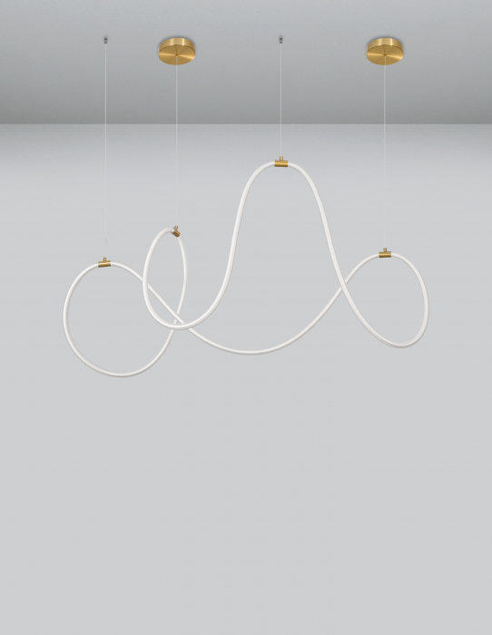 Lustra dimabila Contorsion 150 cm iluminare LED, forma asimetrica tub, design modern, 9082093 - Novaluce [3]