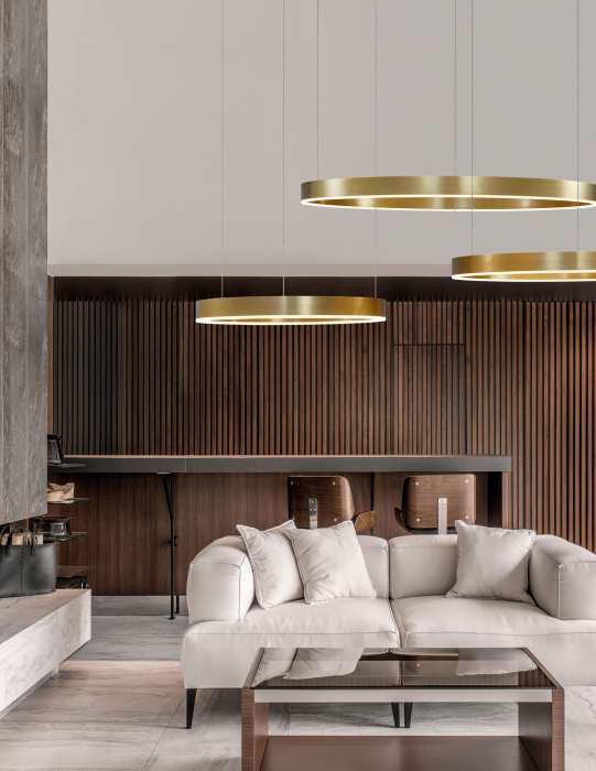 Lustra dimabila inel LED Cheri 100 cm alba/neagra/aurie, design minimalist, 9190855 - Novaluce [16]