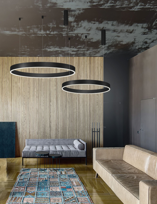 Lustra dimabila inel LED Cheri 100 cm alba/neagra/aurie, design minimalist, 9190855 - Novaluce [4]