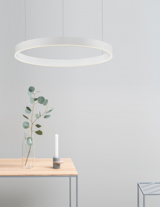 Lustra dimabila inel LED Cheri 60 cm alba/neagra/aurie, design minimalist, 9190840 - Novaluce [10]