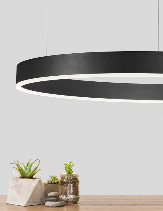 Lustra dimabila inel LED Cheri 80 cm alba/neagra/aurie, design minimalist, 9190748 - Novaluce [12]