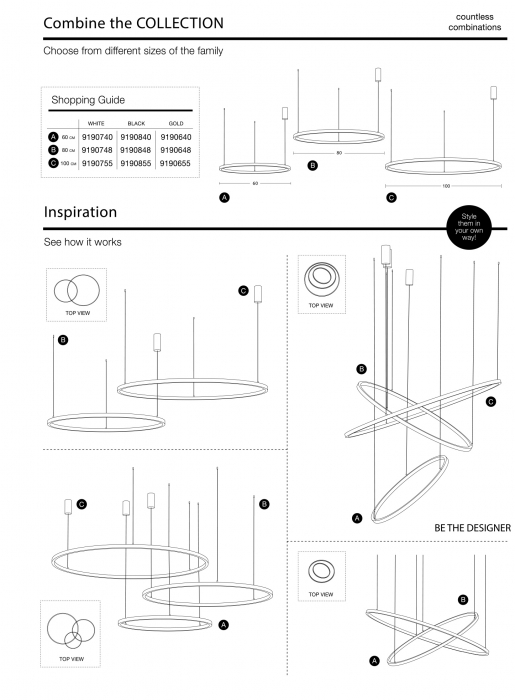 Lustra dimabila inel LED Cheri 80 cm alba/neagra/aurie, design minimalist, 9190748 - Novaluce [20]