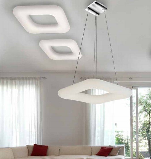 Lustra dimabila LED patrata alba Glasco Square, divserse dimensiuni, acril/metal crom, AZ 2666 - Azzardo [3]