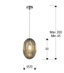 Lustra dimabila lux tip pendul Kati, sticla texturata fumurie/sampanie, Ø 20 cm, inaltime reglabila, 752183 - Schuller [5]