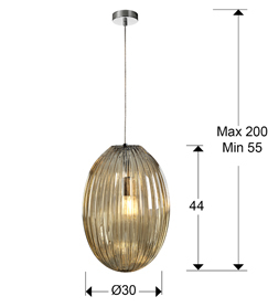 Lustra dimabila lux tip pendul Kati, sticla texturata fumurie/sampanie, Ø 30 cm, inaltime reglabila, 752091 - Schuller [6]