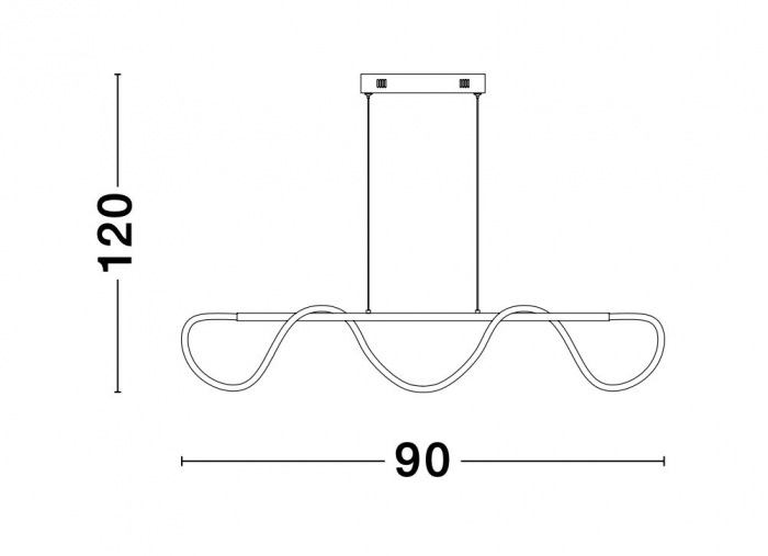 Lustra dimabila moderna Flex 90 cm cu tub LED flexibil, suport metal auriu, 9548103 - Novaluce [4]
