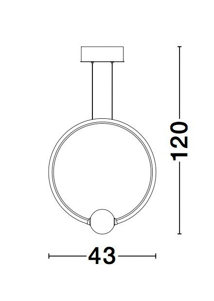 Lustra dimabila neagra/aurie inel LED Charon 43 cm, detaliu glob alb sticla, 9820605 - Novaluce [6]