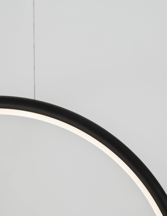 Lustra dimabila neagra/aurie inel LED Charon 43 cm, detaliu glob alb sticla, 9820605 - Novaluce [3]