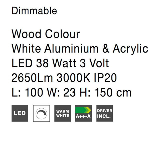 Lustra dimabila premium liniara Eka 100 cm, din lemn si LED spirala acril, 9071010 - Novaluce [7]